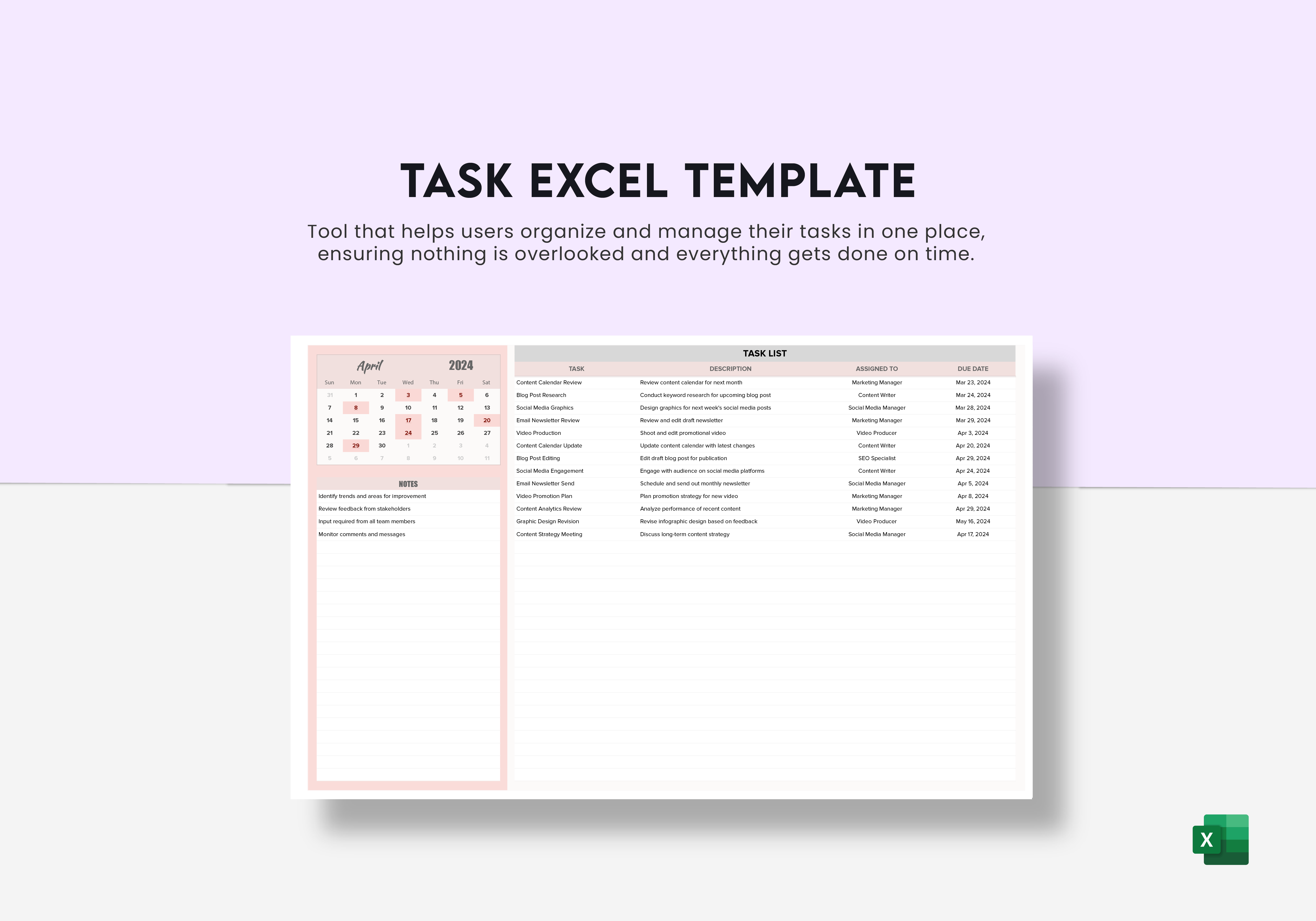 Task List Excel Template Best Templates