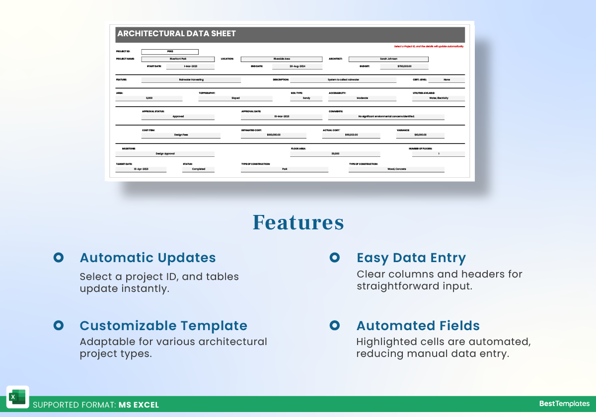 Architectural Data Sheet Excel Template Best Templates