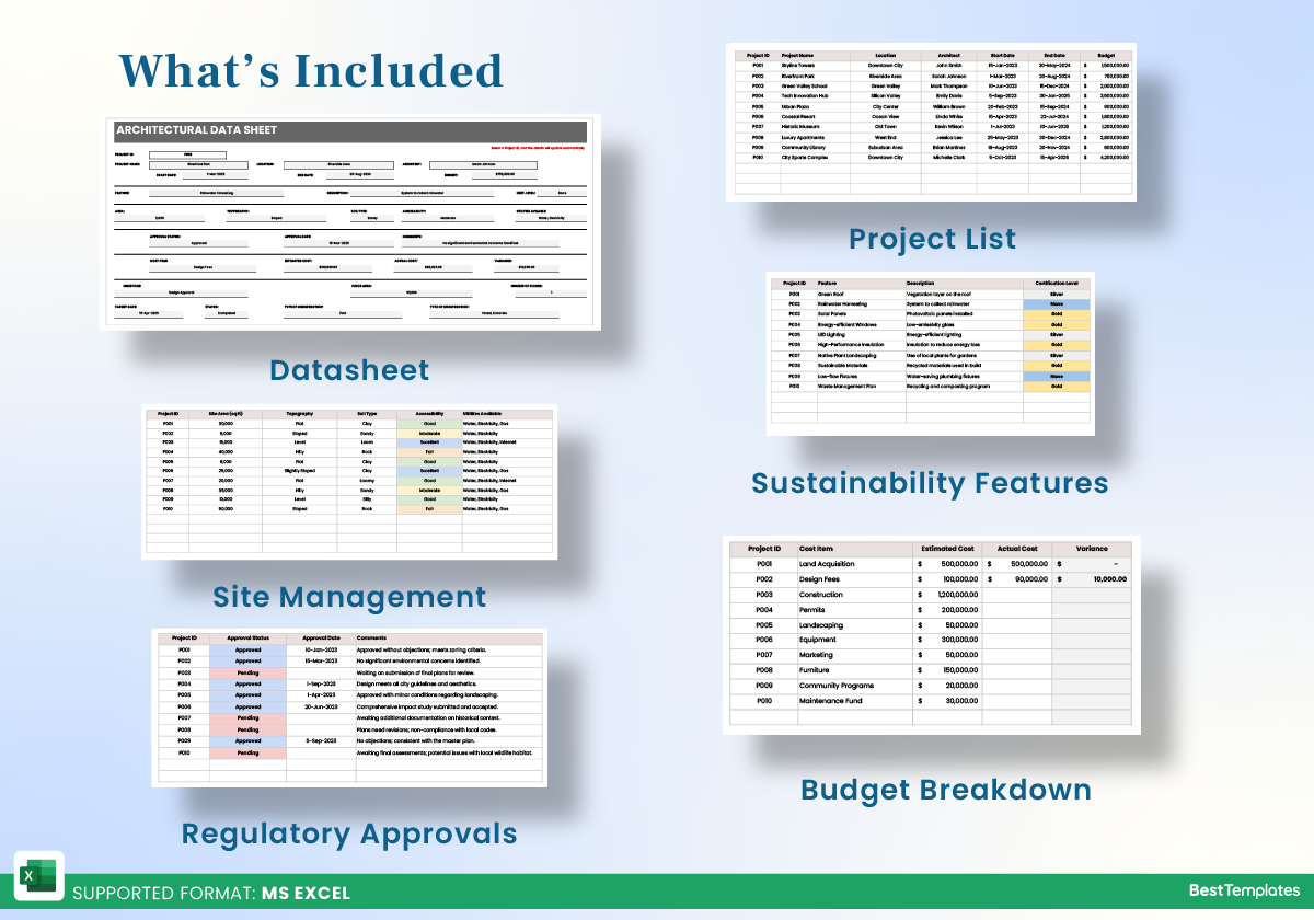 Architectural Data Sheet Excel Template Best Templates