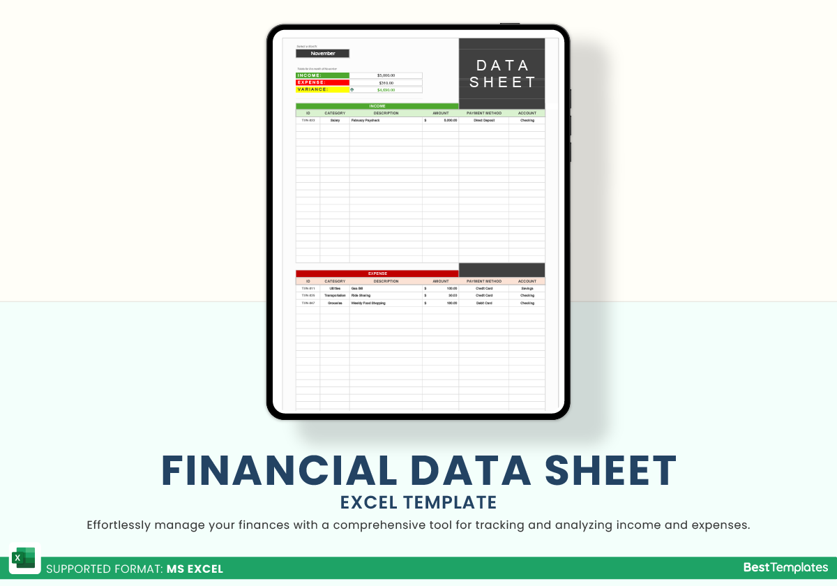 Financial Data Sheet Excel Template Best Templates