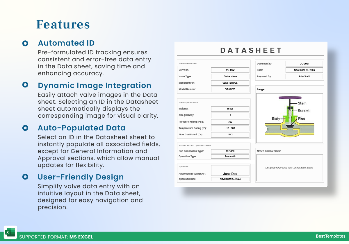 Valve Datasheet Excel Template Best Templates