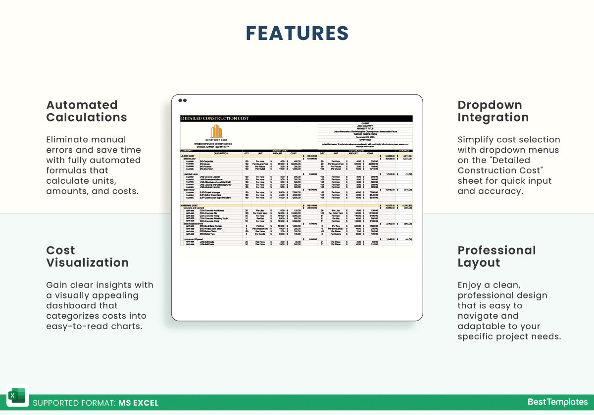 Detailed Estimate Excel Template Best Templates