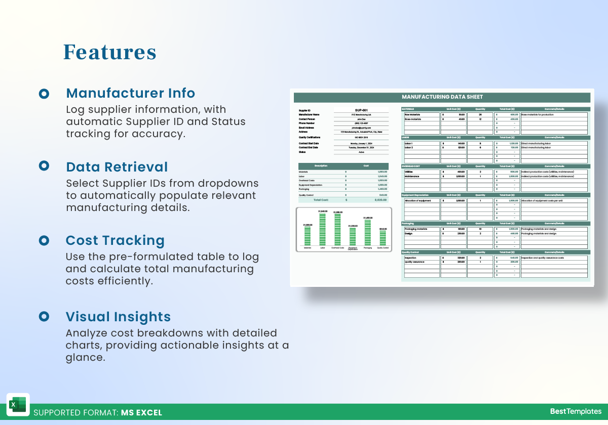 Manufacturing Data Sheet Excel Template Best Templates