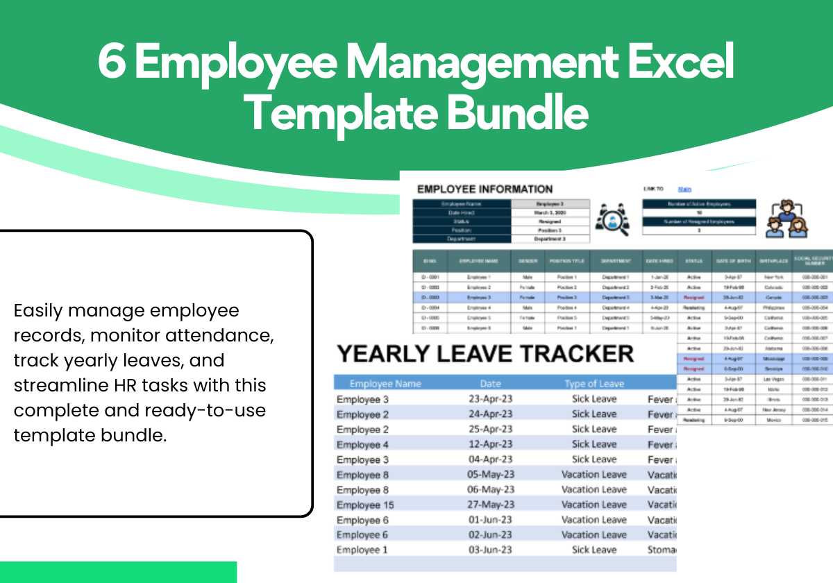 6 Employee Management Excel Template Bundle