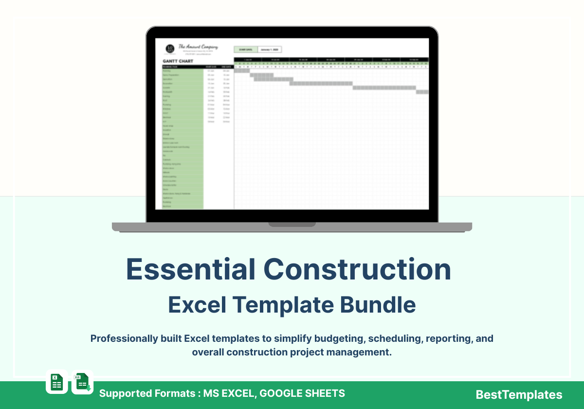 20+ Essential Construction Excel Template Bundle